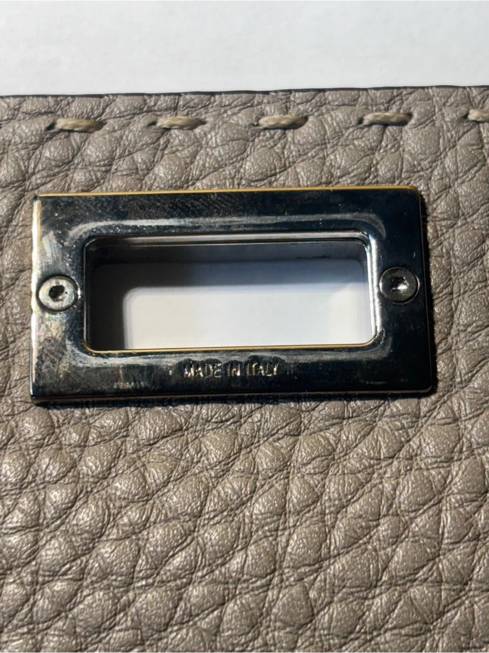Fendi Medium Peekaboo Leather Bi-fold Wallet Gray/Tan WITH BOX Selleria